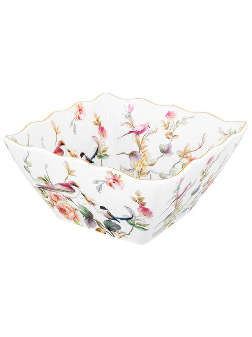 Салатник 16*16*8 см 1 л Певчие птички квадрат глубокий, фарфор, NEW BONE CHINA - Elan gallery фото 5