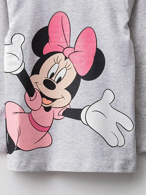 Bisiklet Yaka Uzun Kollu Minnie Mouse Bask?l? Pamuklu K?z Bebek Pijama Tak?m? - Waikiki фото 3