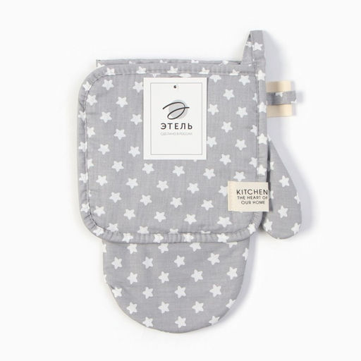 Набор кух. Этель Звёзды: варежка 20х28 см, прихватка 19х19 см, 80% хл, 20% пэ  фото 5