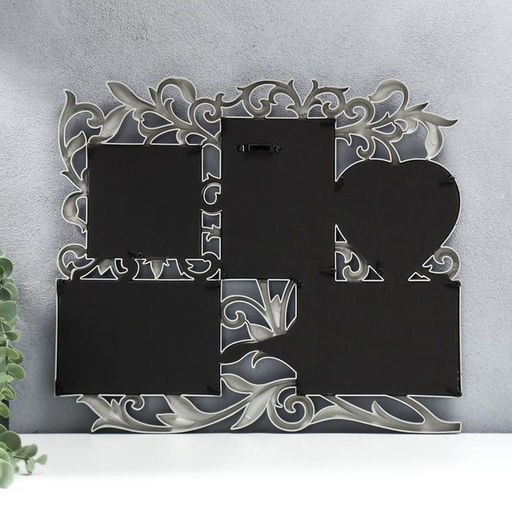 Фоторамка - коллаж на 5 фото 10?15 см, 10?10 см Флористика, пластик, мультирамка, серебро, 41.5?35 см