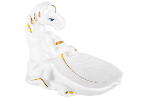 Подставка для украшений 8,5*6*6,5 см Лошадь белая с золотом, фарфор - Elan gallery фото 4