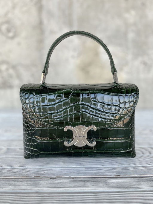 Маленькая женская лаковая сумка под крокодила HW-8623 Грин