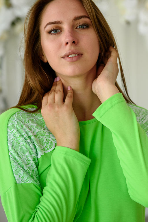 Пижама женская из футболки с длинным рукавом и брюк из вискозы зеленый - Амадэль фото 5