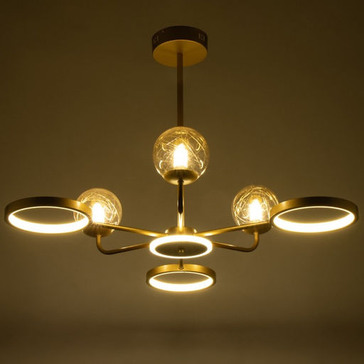 Люстра "Мирбис" 6хLED 4000К 30Вт 3хG9 золото 75х75х59см BayerLux