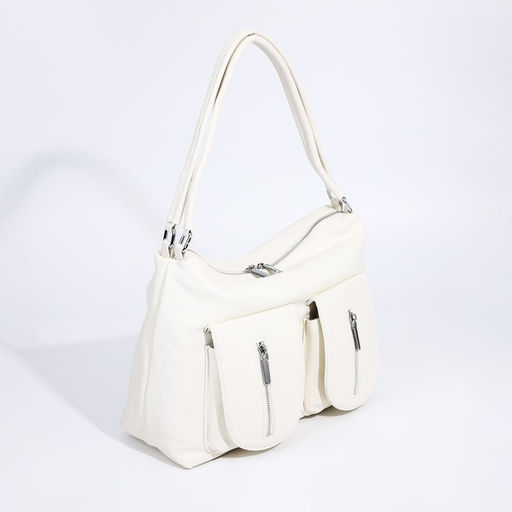 Сумка-тоут на молнии, 3 наружных кармана, цвет белый - Simaland фото 3