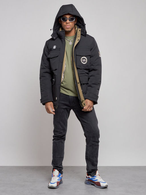 Куртка мужская зимняя с капюшоном молодежная черного цвета 88911Ch - Mtforce фото 6