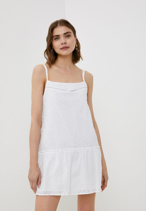 Платье из хлопковой ткани с перфорированным зигзагообразным узором - Incity фото 12