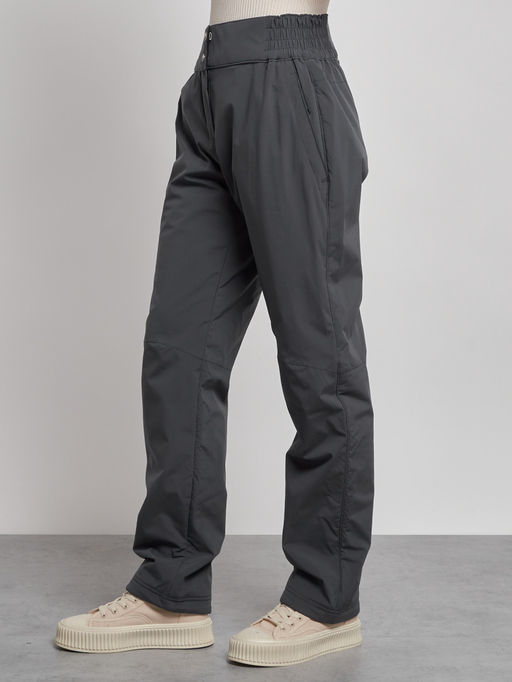 Брюки утепленные спортивные с высокой посадкой женские зимние серого цвета 7141Sr - Colannia фото 11