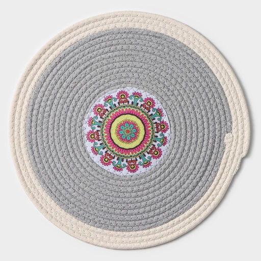 Салфетка сервировочная на стол Доляна Мира, d=38 см, хлопок, цвет серый, рисунок МИКС  фото 8