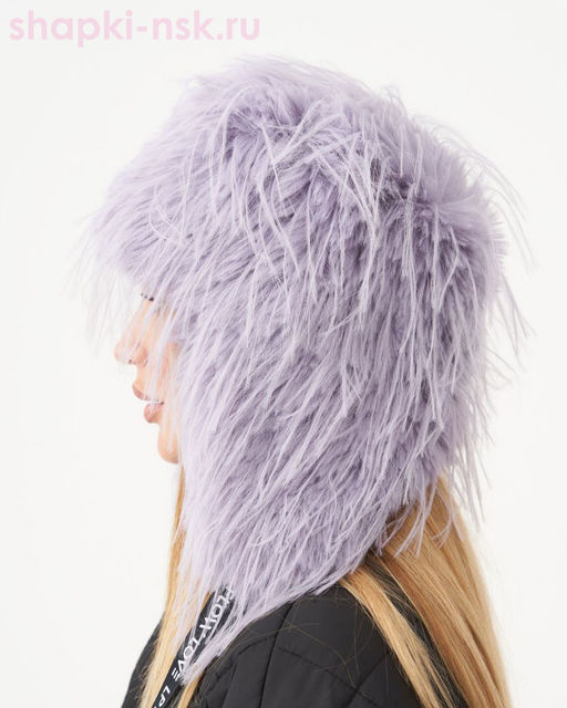 Лама экомех страус Ушанка женская флис (56-57)