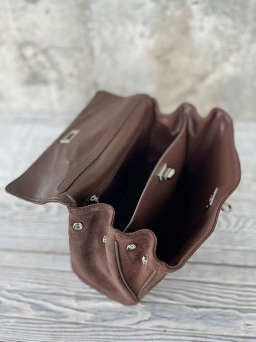 Женская замшевая сумка-портфель 8399 Кофе - Sergio valentini фото 7