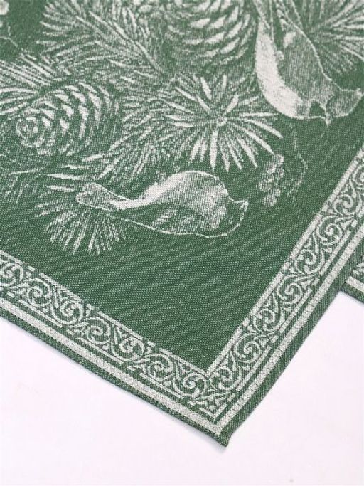 Полотенце жаккардовое Премиум Зимние птицы-зелен. 50*70 см. - Лен поволжья фото 2