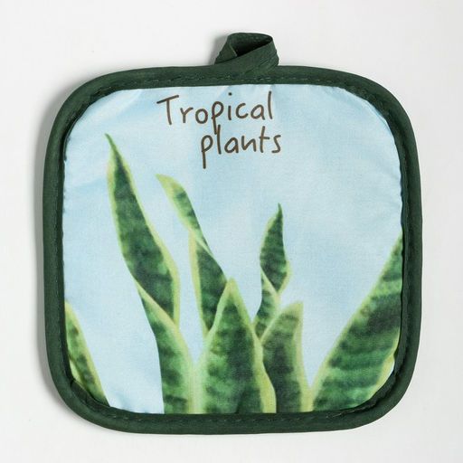 Кухонный набор 2 предмета Доляна Tropical цвет голубой: прихватка 17х17 см, варежка 25х16 см, 100% п/э  фото 4