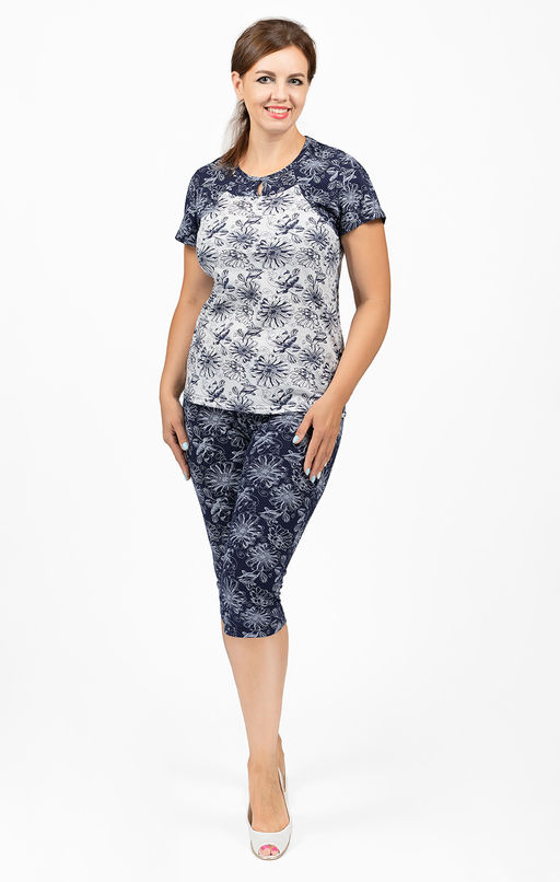 Пижама с бриджами, синий (661-1)