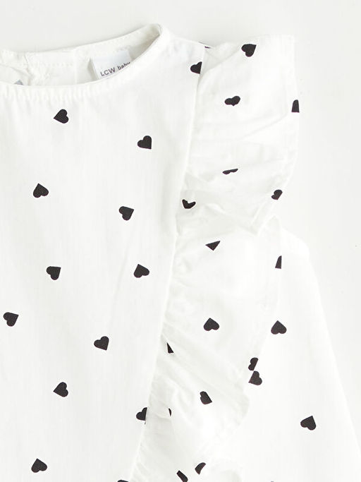 Bisiklet Yaka Bask?l? K?z Bebek Bluz ve Tayt 2li