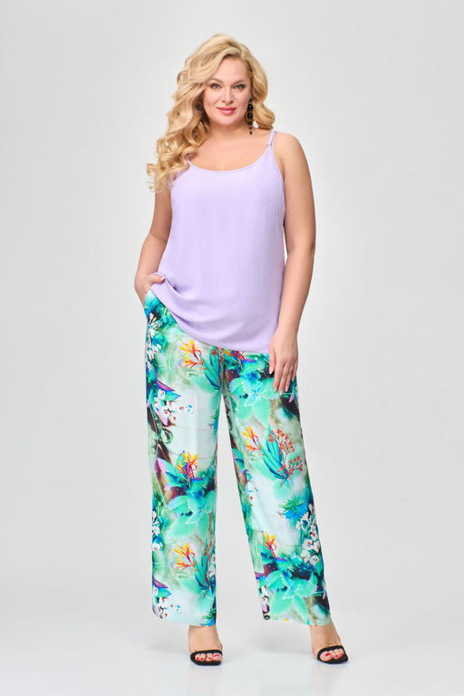 Костюм Svetlana Style 1779 бирюзовый+цветы+лаванда