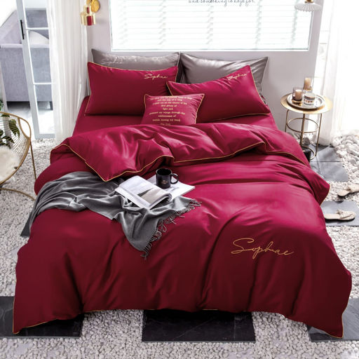 КПБ Mency однотонный с вышивкой MENO015 Семейный