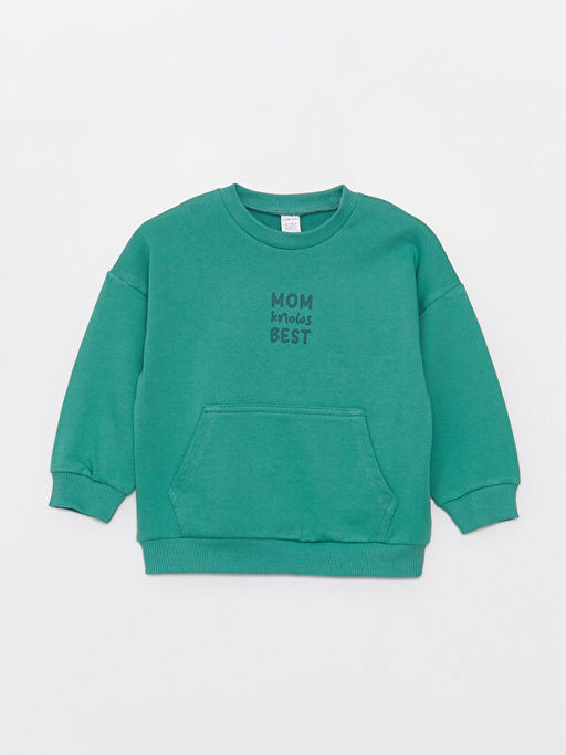 Bisiklet Yaka Uzun Kollu Bask?l? Erkek Bebek Sweatshirt ve E?ofman Alt? 2li Tak?m - Waikiki фото 2