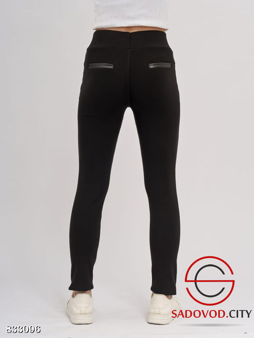 Лосины женские с кожаными вставками