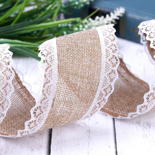 Лента из джута Кружево, 55 мм, 4,5 0,5 м, цвет бежевый - Арт узор фото 2