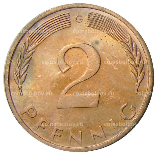 Монета 2 пфеннига 1975 года G Германия