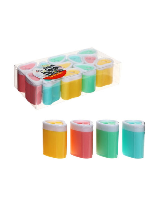 Цена за 12 шт. Точилка для карандашей Calligrata Пастель, с контейнером, двойная, МИКС  фото 2