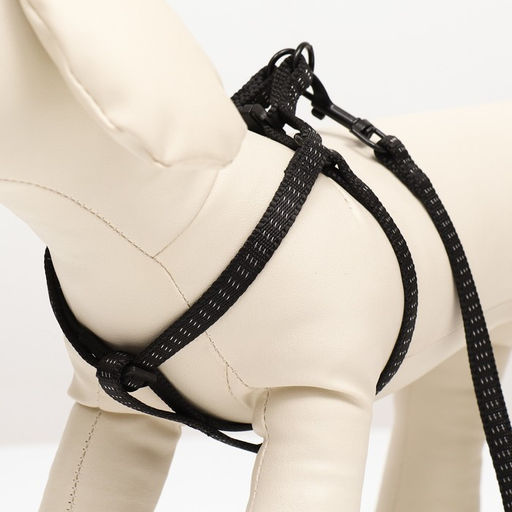 Комплект двухслойный, поводок 130 х 1 см, ОГ 25-38 см, чёрный - Пижон фото 2