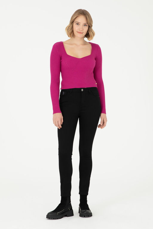 Женский свитер цвета фуксии - U.s. polo assn фото 4