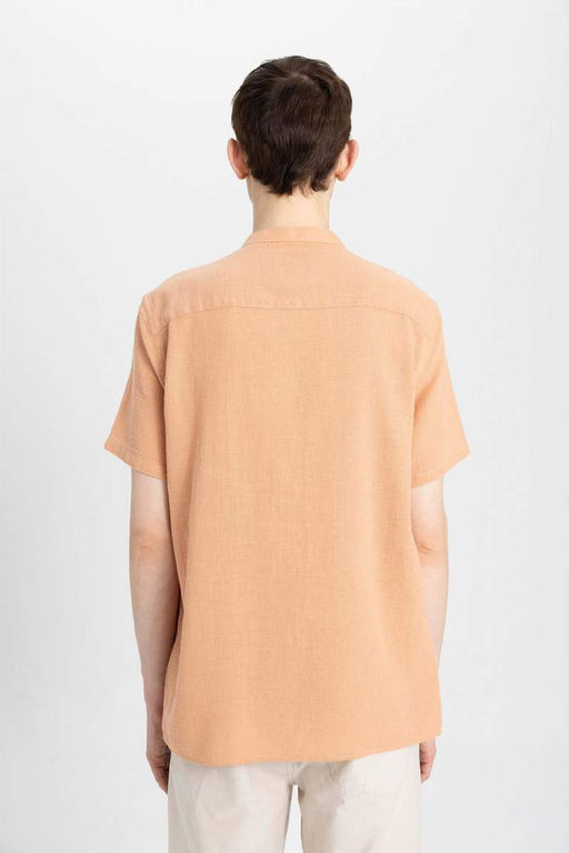 Хлопковая рубашка обычного кроя с воротником-стойкой и короткими рукавами - Defacto фото 10