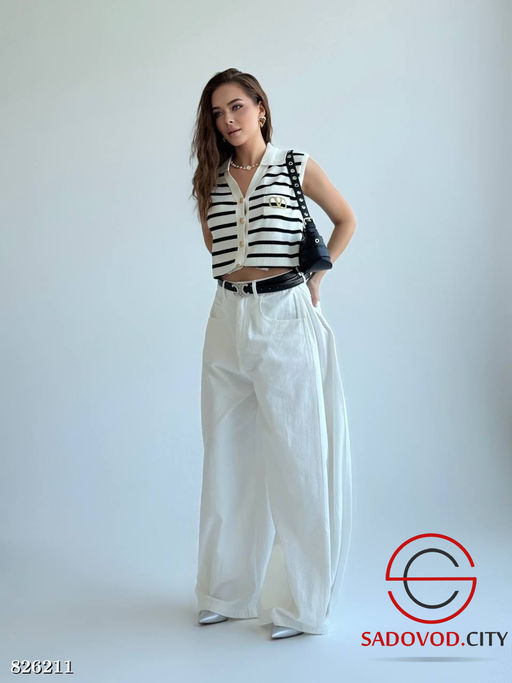 Брюки женские широкие с высокой посадкой