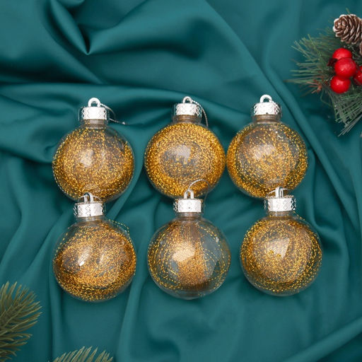 Ёлочные игрушки Дончо, шары новогодние, d=6 см, набор 6 шт., золото прозрачный - Зимнее волшебство фото 4