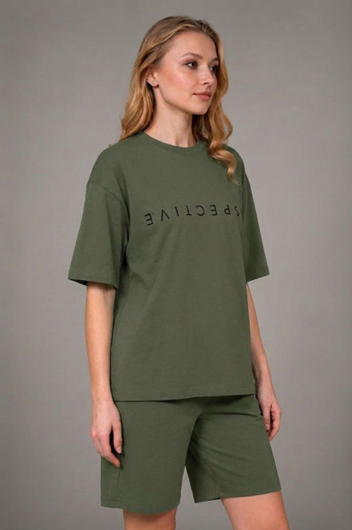 Арт. 51301/4 Костюм женский с шортами 42-50 Цвет:верх-хаки, низ-хаки