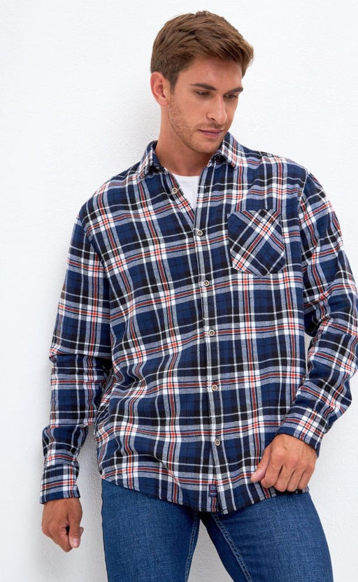 Рубашка фланель F121-0460 orange-blue - Fine joyce фото 2