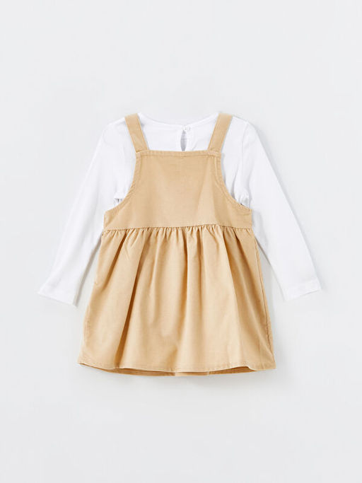 Kare Yaka K?z Bebek Salopet ve Ti??rt 2li Tak?m - Waikiki фото 3