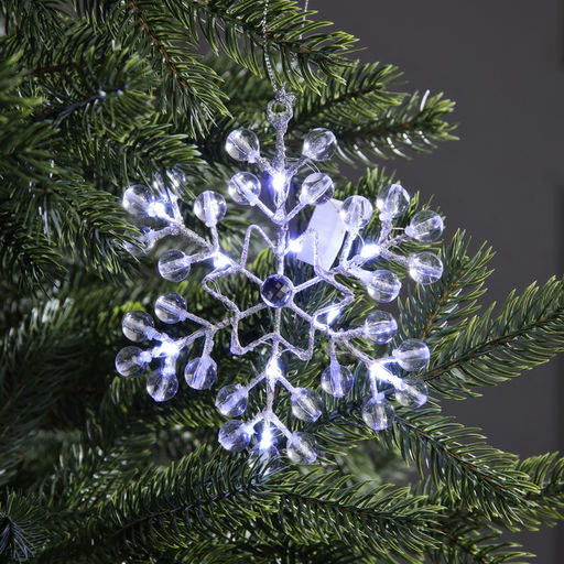 Подвеска световая Снежинка, 1414х1 см, 10 LED, от батареек AG13х3, свечение белое
