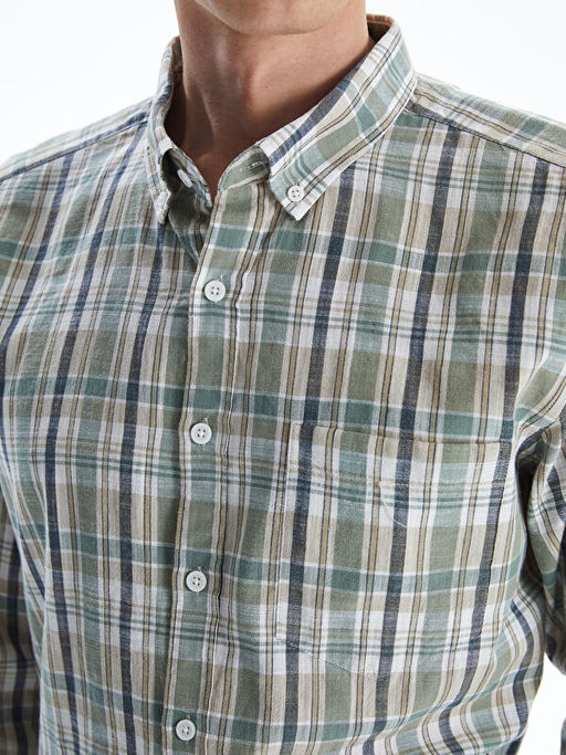 Regular Fit Uzun Kollu Ekose Poplin Erkek G?mlek