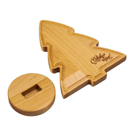Подарочный набор деревянной посуды Adelica Елочка, сервировочная доска на подставке 2218 см, масло 100 мл, магнит, в подарочной коробке  фото 11