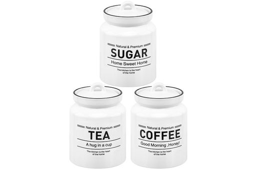 Набор 3 банок д/хранения 1 л 12*12*17 см Tea, Coffee, Sugar с крышкой, белый - Elan gallery фото 13