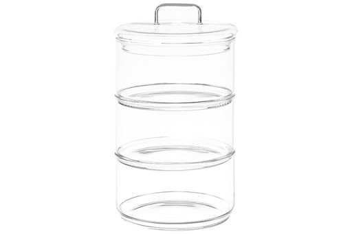 Банка д/хранения 3-х секционная 400 мл 11,5*11,5*20 см "Crystal glass" + стеклянная крышка, стекло