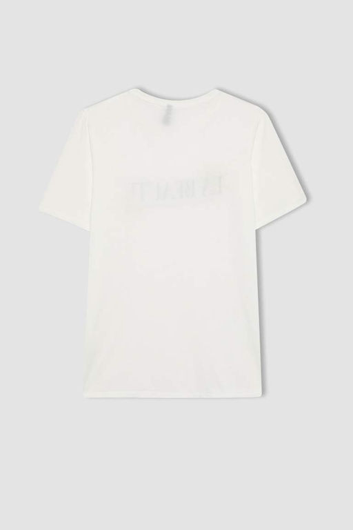 Футболка стандартного кроя с круглым вырезом и короткими рукавами с принтом - Defacto фото 9