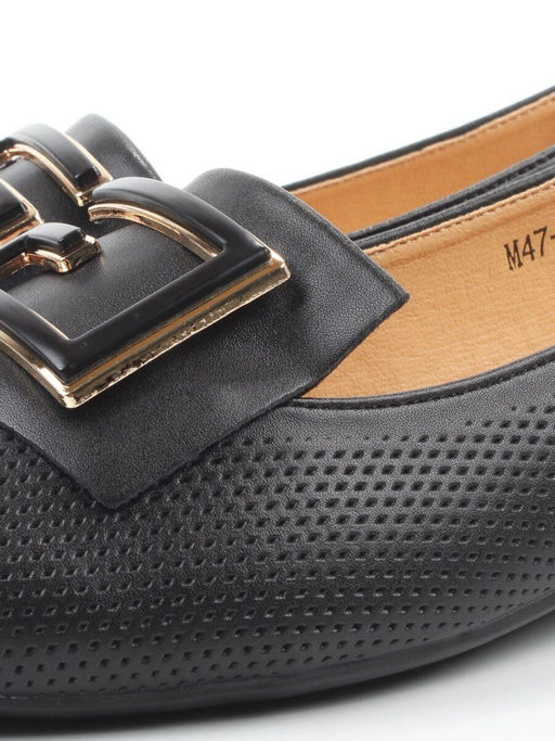 06-M47-56 BLACK Туфли женские на широкую ногу (натуральная кожа)