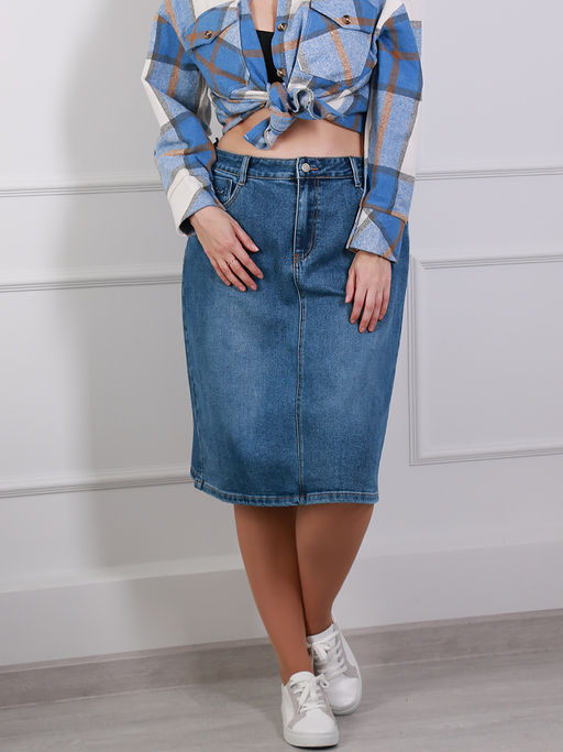 Юбка из денима больших размеров базовая