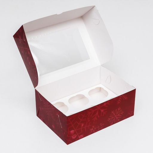 Коробка для 6 капкейков с окном «Счастливый Новый год», 25×17×10 см, упаковка