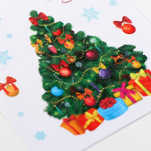 Цена за 5 шт. Наклейка интерьерная новогодняя со светящимся слоем «Ёлочка», 10.5×14.5 см