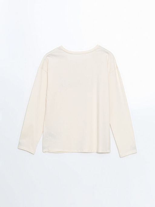 Bisiklet Yaka Bask?l? Kad?n Pijama ?st?