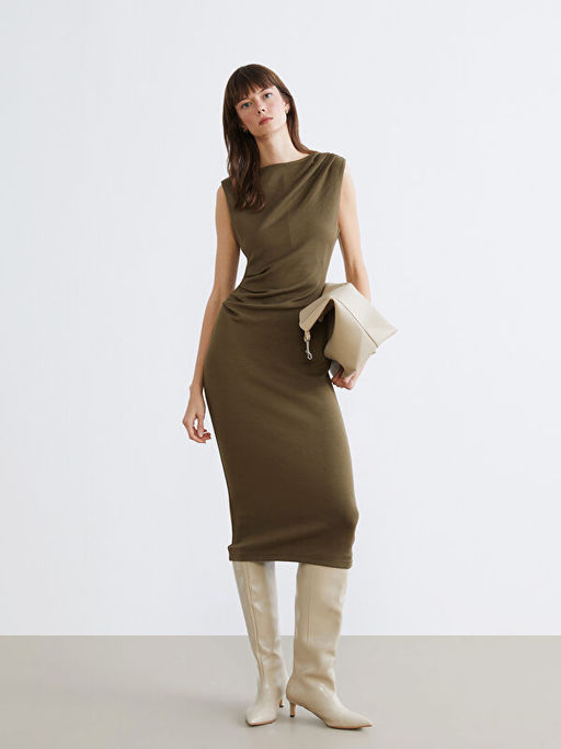 Bisiklet Yaka B?zg?l? Elbise