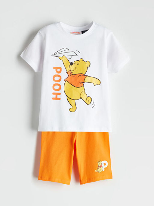 Winnie the Pooh Bask?l? Erkek ?ocuk ?ortlu Pijama Tak?m