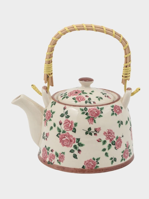 Чайник заварочный «Розы», металлическое сито, 900 мл, керамика, белый