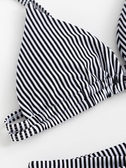Купальник женский раздельный MINAKU Stripe, размер 48, чёрно-белый