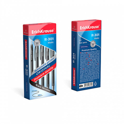 Цена за 12 шт. Ручка гелевая автоматическая ErichKrause R-301 Original Gel Matic 0.5, цвет чернил черный (в коробке по 12 шт.)  фото 9